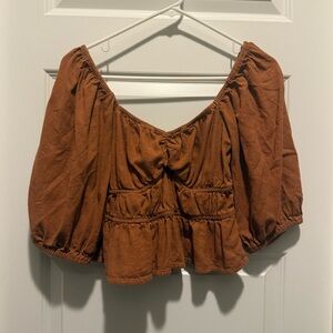 Linen Blend Peplum Top